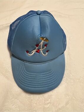 Light Blue Trucker Hat with A Logo Embroidery Adjustable Snapback